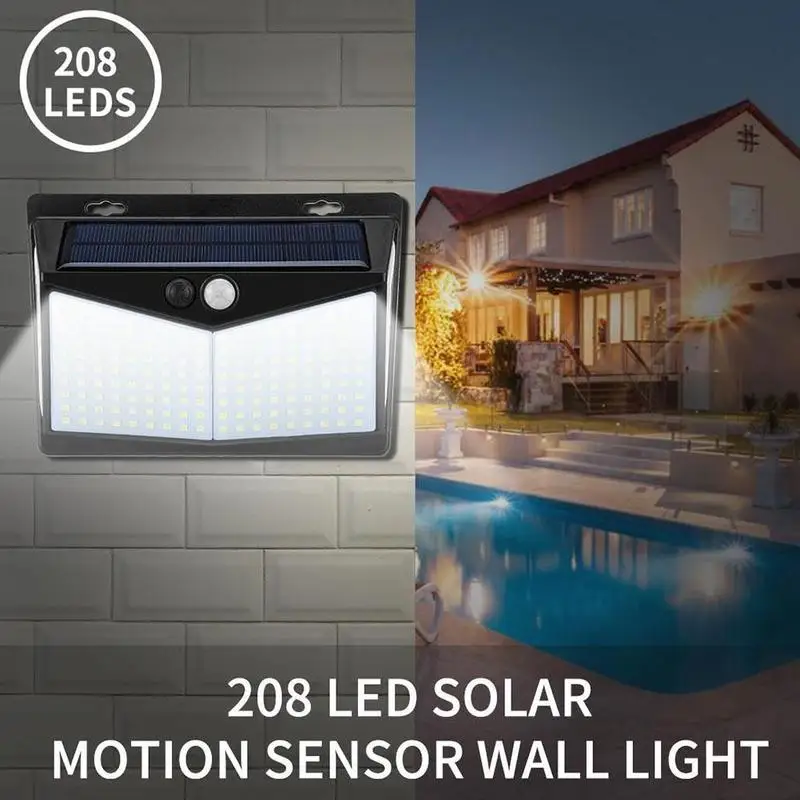 

Fashion Solar Powered 206 208LED PIR Motion Sensor Garden Outdoor Wall Lamp Light Security J4W3