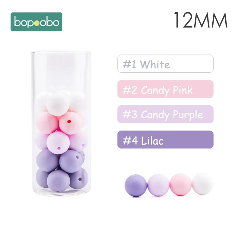 Bopoobo 12 мм, силиконовые бусины 9 мм, 30 шт., бусины для прорезывания зубов для детей, сделай сам, браслет для кормления, силиконовый маленький стержень, детский Прорезыватель - Цвет: New Purple
