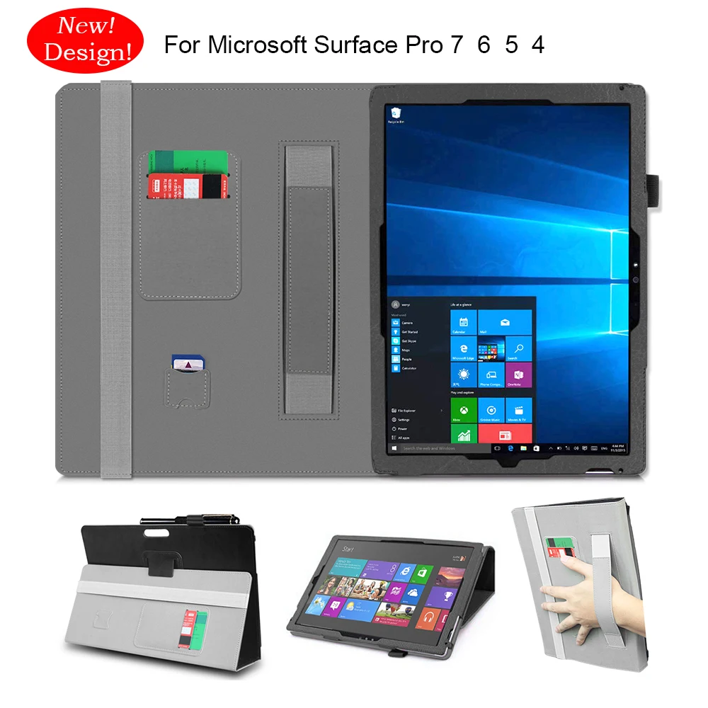 Умный чехол для microsoft Surface pro 6 Чехол Coque 7 5 4 кожаный Подставка планшета Trifold