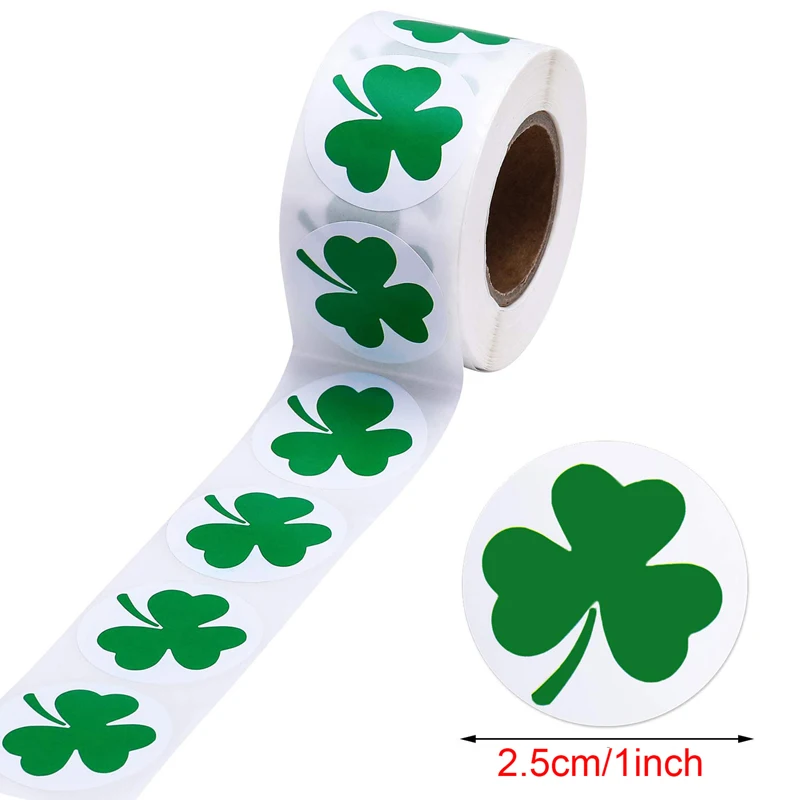 Наклейки на День Святого Патрика 500 шт. стикеры s Shamrock рулонные наклейки 1 дюйм