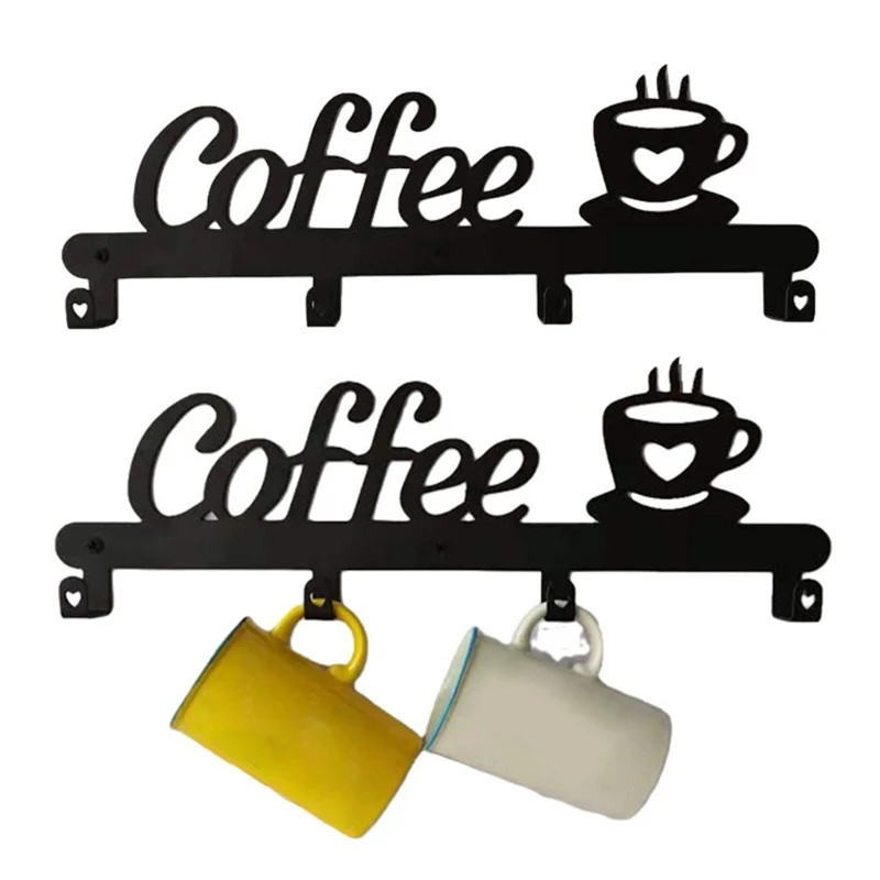 

Coffee Mug Holder Wall Mounted Coffee Cup Rack Holds 4 Cups Hanging Rack for Home Kitchen Bar Display Organizer