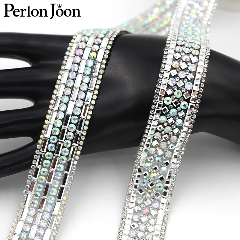 2cm breite Glas AB farbe strass trim strap hot fix farbe gurtband Hochzeit kleid braut DIY dekoration zubehör TR128 – Detail 6