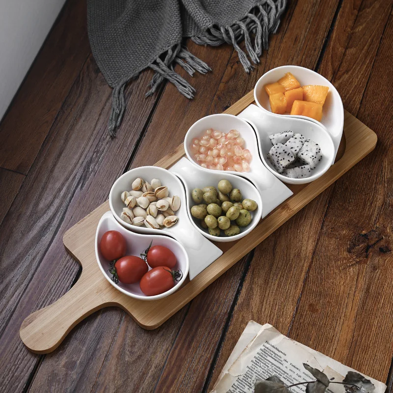 

Ceramic Plate Fruit Plate Salad Bowl with Pallet Style Tableware Kitchen Cooking Tools Household Baking Bakeware