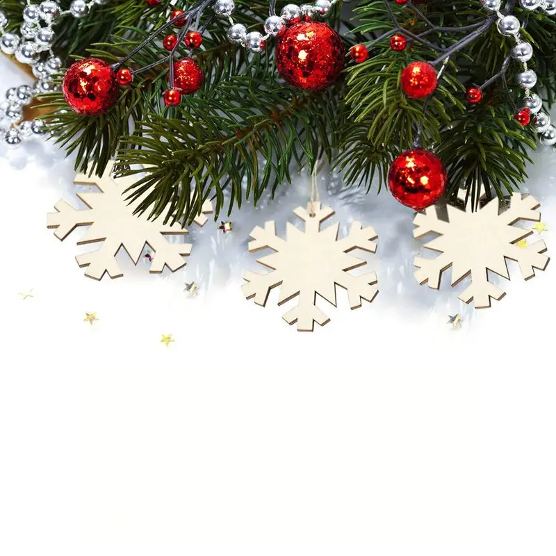 Горячая продажа 20 штук деревянные снежинки Рождественская елка украшения