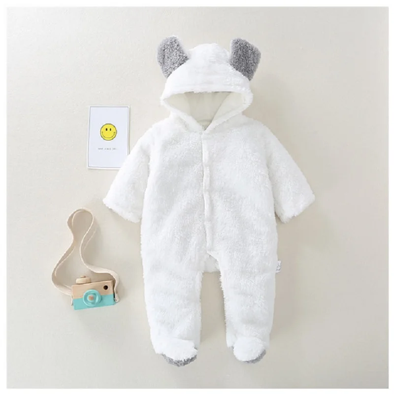 Зимняя детская одежда утепленные комбинезоны с капюшоном для новорожденных