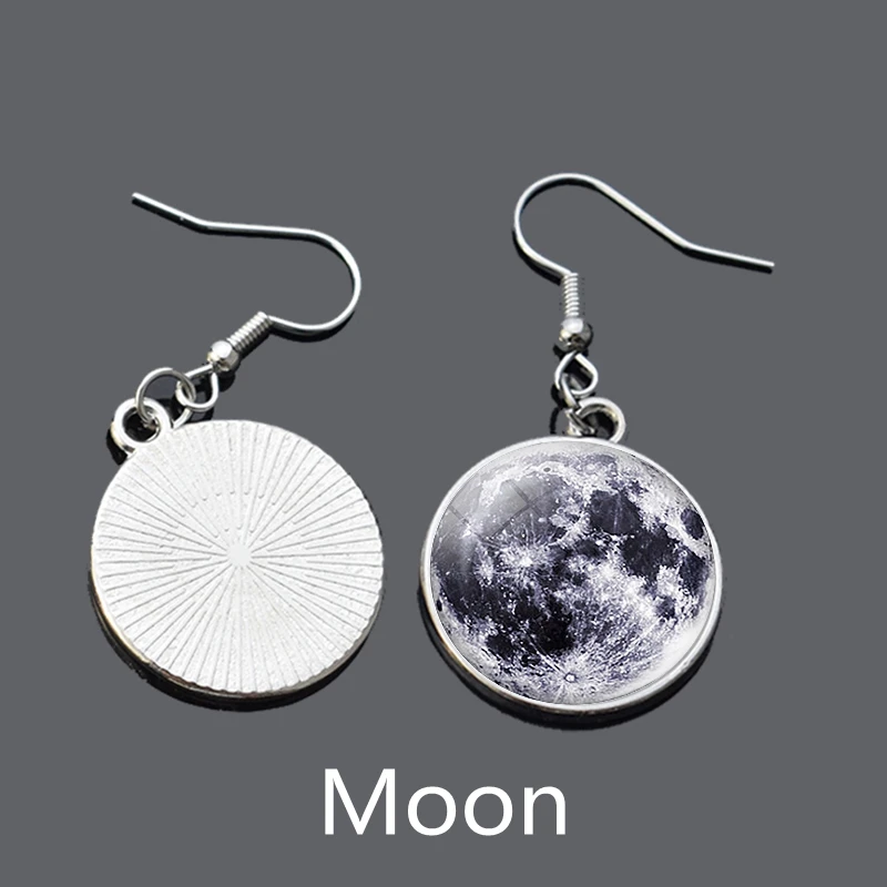 Женские Висячие серьги с крючком Moon Sun Earth Mars Jupiter Planet стеклянные ручной работы