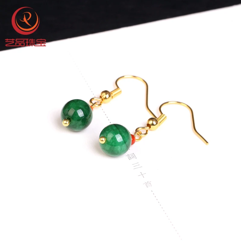 Серьги из натуральных зеленых нефритовых бусин аксессуары сделай сам для мужчин