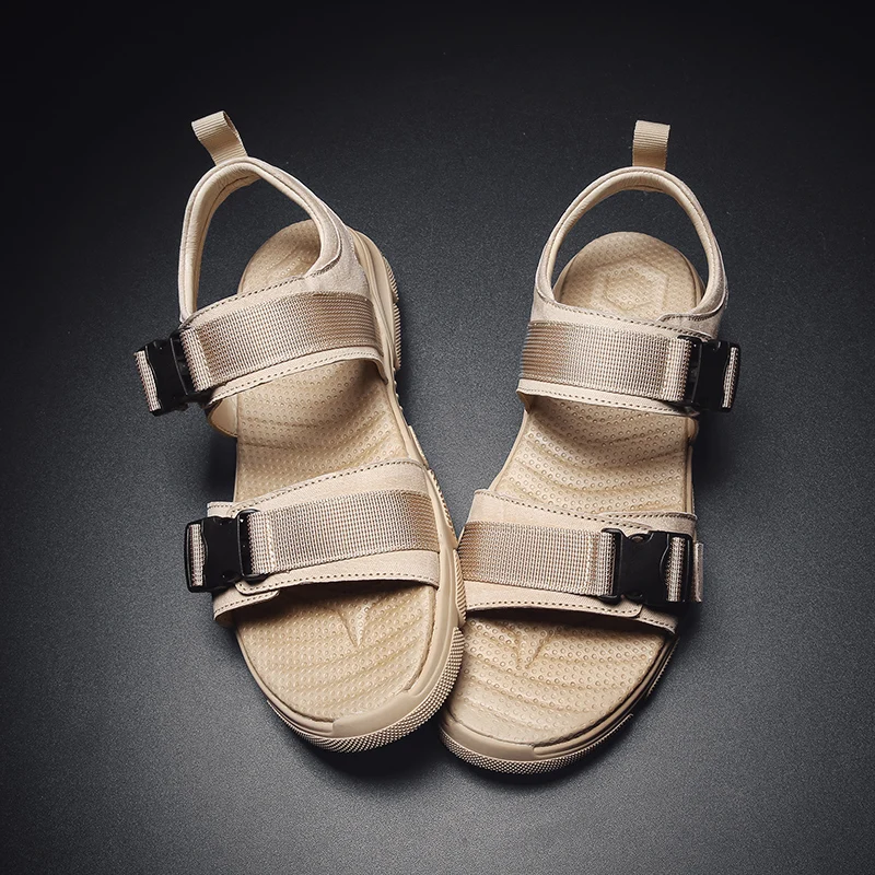 

Сандалии мужские без застежки, римские босоножки, Классическая обувь из самокожи, плоская подошва, летние тапочки, размер 44