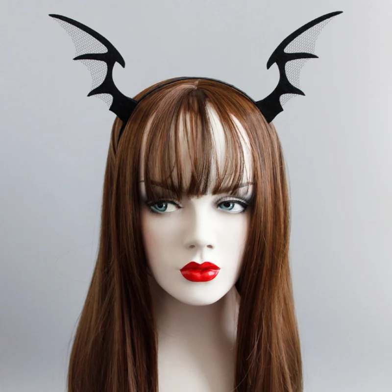 Забавная повязка на голову Хэллоуин Вилка дьявола заколка для волос крылья