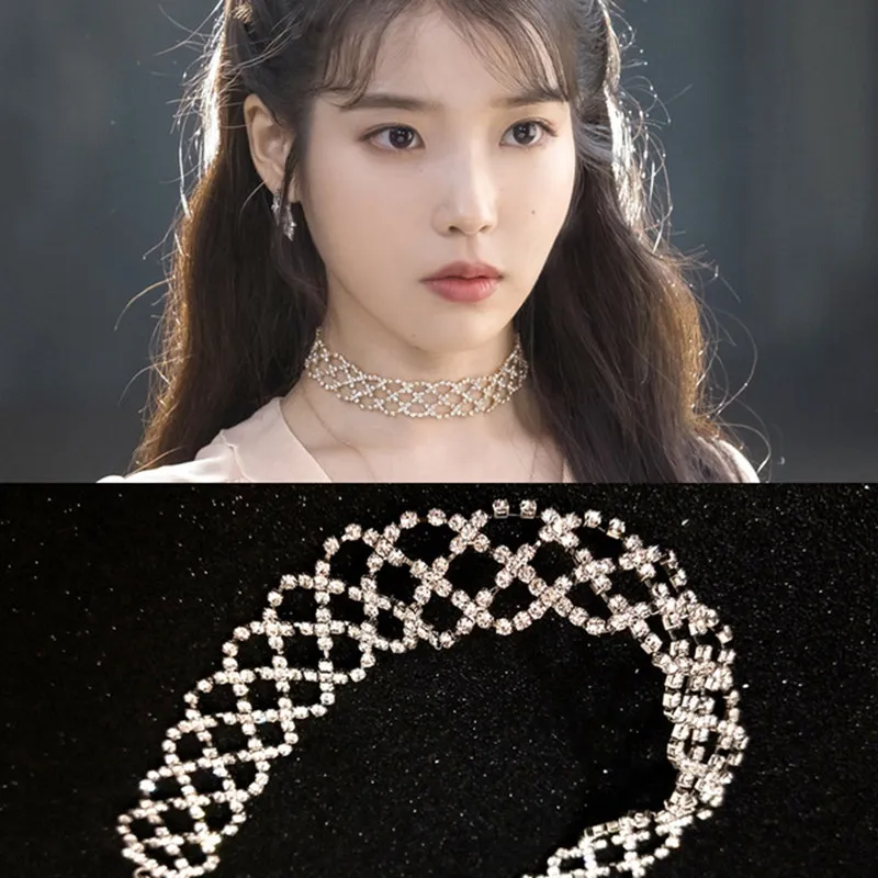 Колье-чокер женское с блестящей Стразы элегантное колье в Корейском стиле на