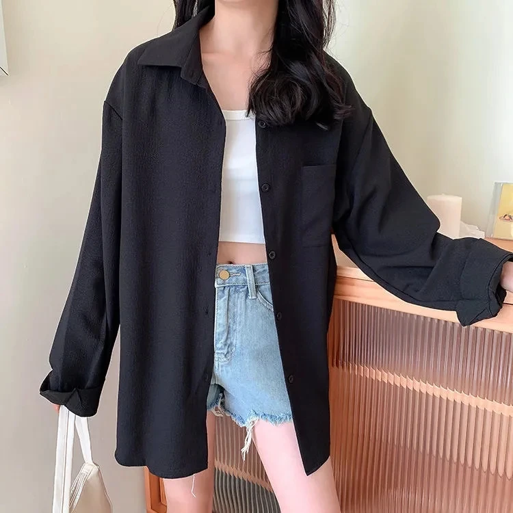 

Korean Loose Multicolor Button Up Shirt Women Spring and Autumn 2021 New Thin Long Sleeve Women Shirts Blouses