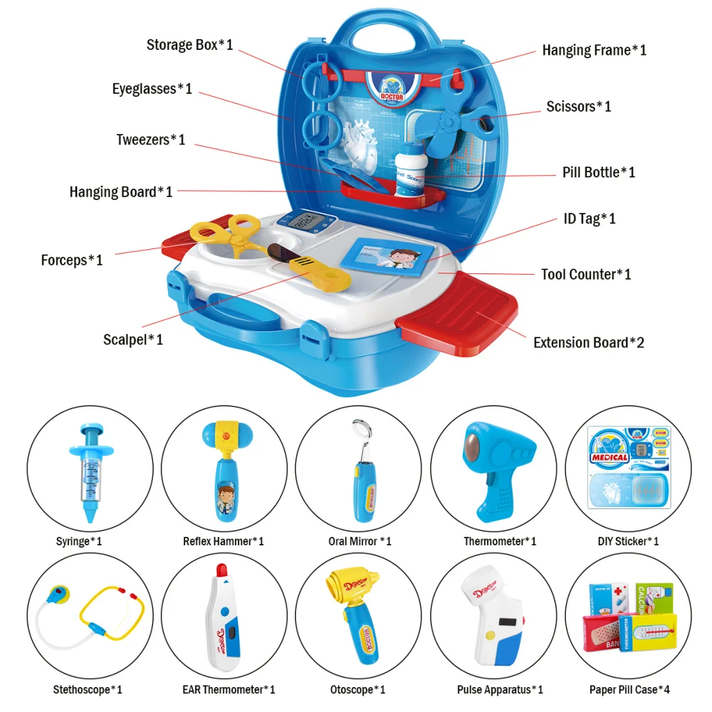

iBaseToy Set of 27PCS Kids Tools Pretend Play Role Play Tools Kit Nurse for Toddlers Boys and Girls