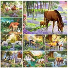 алмазная мозаика алмазная вышивка декор для дома вышивка крестом Алмазная вышивка, лошади полная квадратная круглая алмазная живопись озеро вышивка крестиком животные лес Единорог Стразы мозаика настенное искусство