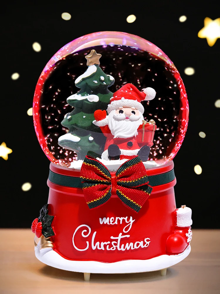 Вращающийся Санта-Клаус хрустальный шар снежный дом Музыкальная шкатулка со