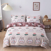 simple duvet cover set cartoon cute rabbit bedding set 34pc bed linens pink bed set pillowcase sheet and fitted sheet