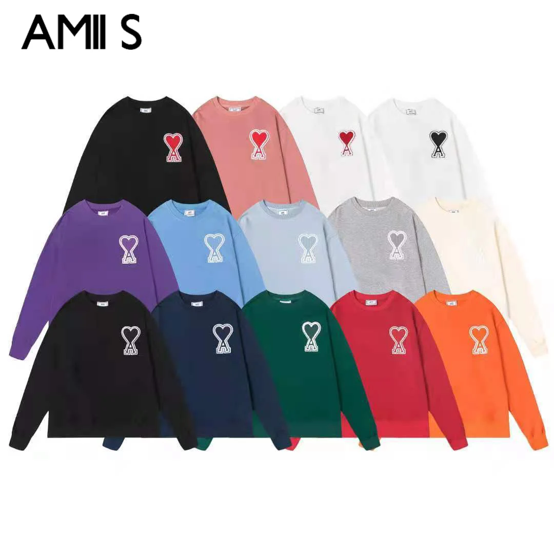 

Pullover Spring and Autumn AMI Love Embroidered korean fashion Cotton Round Neck Hoodie Loose Men and Women coat