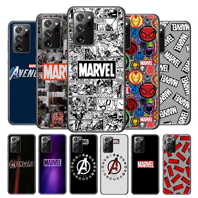 

Marvel Logo Avengers For Samsung Note 20 Ultra Plus 10 9 8 F52 M62 M60 M31 M01 Core Silicone Soft Black Phone Case
