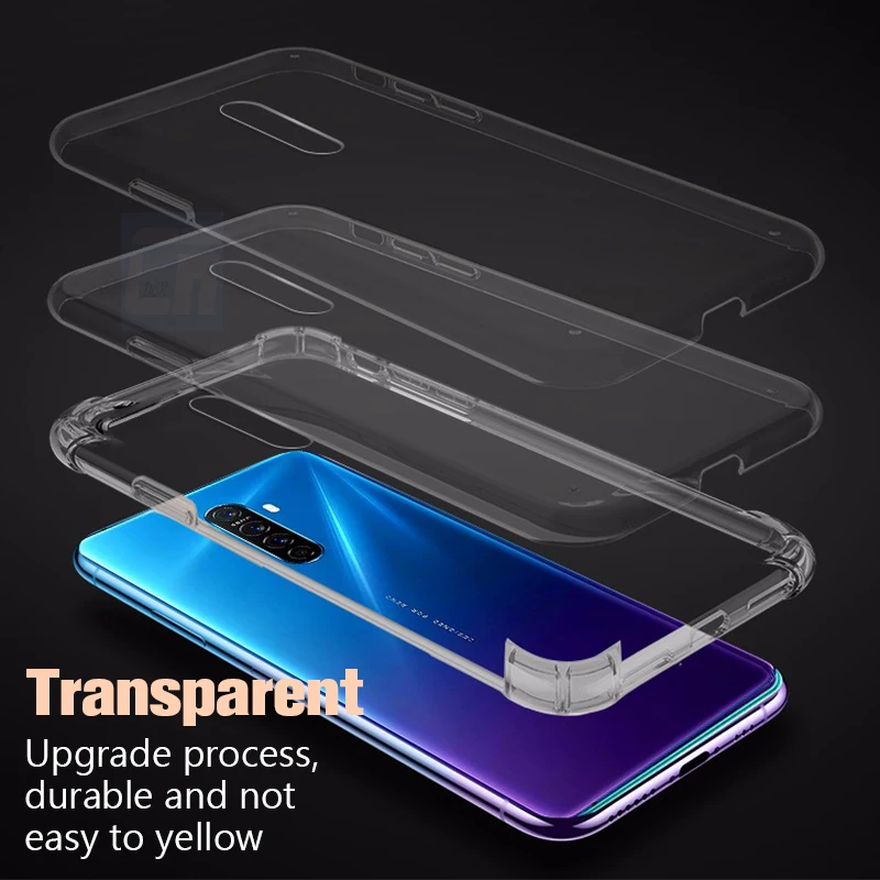 Transparent Case for OPPO Reno 2Z A9 A5 2020 R17 R15 A72 Shockproof Airbag Case for Realme GT X7 6 X XT 5 3 X2 8 Pro Phone Case