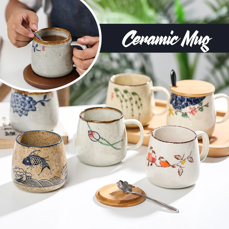 380 мл винтажная кофейная кружка в японском ретро стиле цветные керамические