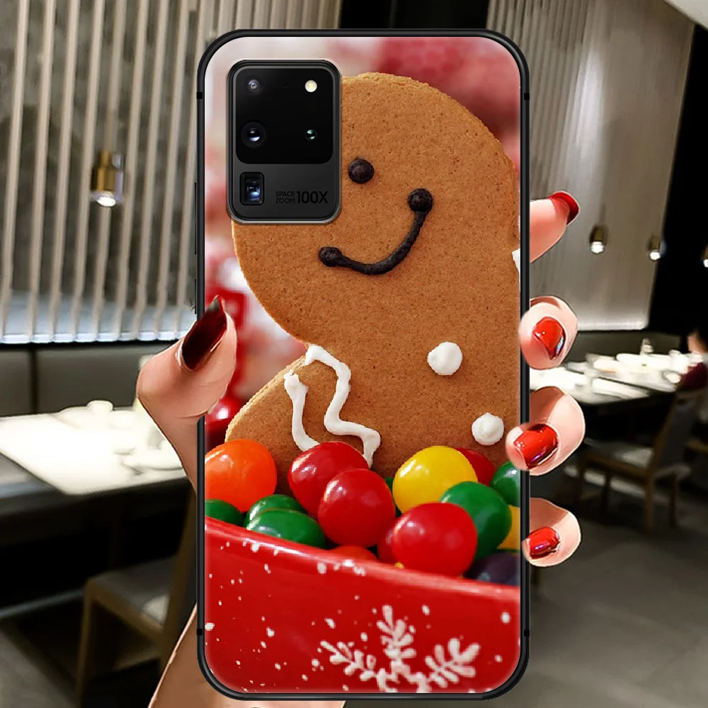 

Gingerbread man Christmas Phone Case Cover Hull For Samsung Galaxy S 6 7 8 9 10 e 20 Edge Uitra Note 8 9 10 Plus black Funda