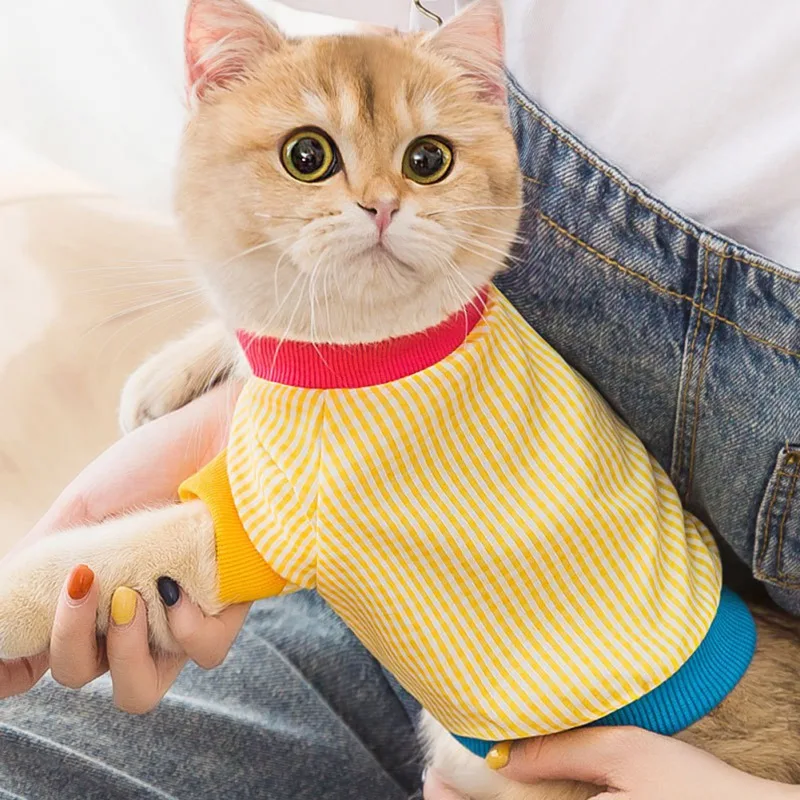 

Clothes for Cats Clothing for Dog Shirt for Small Breathable Costume Plaid Suit for Dogs Cat for Dogs 2021 Summer New Pet