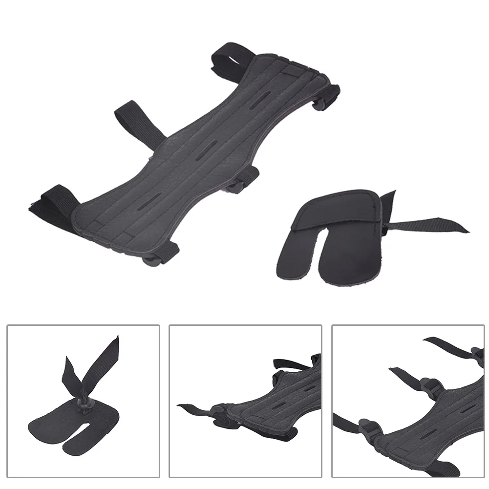 

Universal Archery Protective Gear Arm Guard Set Finger Guard Kit Cowhide Black Comfortable Hand Feel