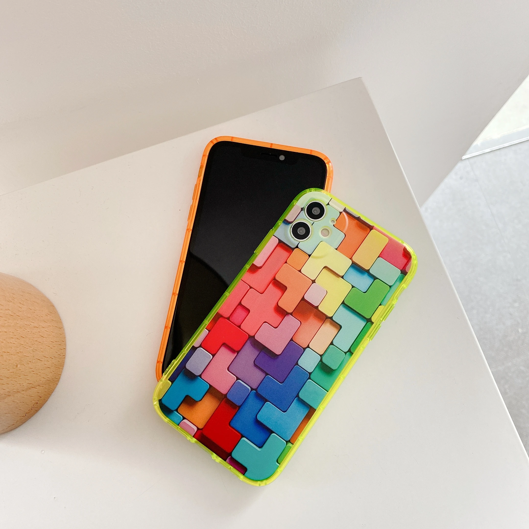 Флуоресцентные Чехлы для новорожденных Для iPhone 12 Pro Max XR XS 7 8 Plus силиконовый