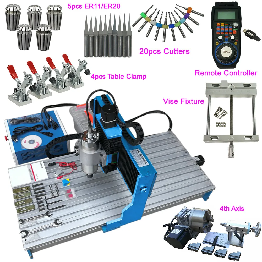 

Square Line Rail Track 1.5KW 4 Axis 9040 USB CNC Router 1500W Metal Engraving Milling Machine With MACH3 Remote Controller