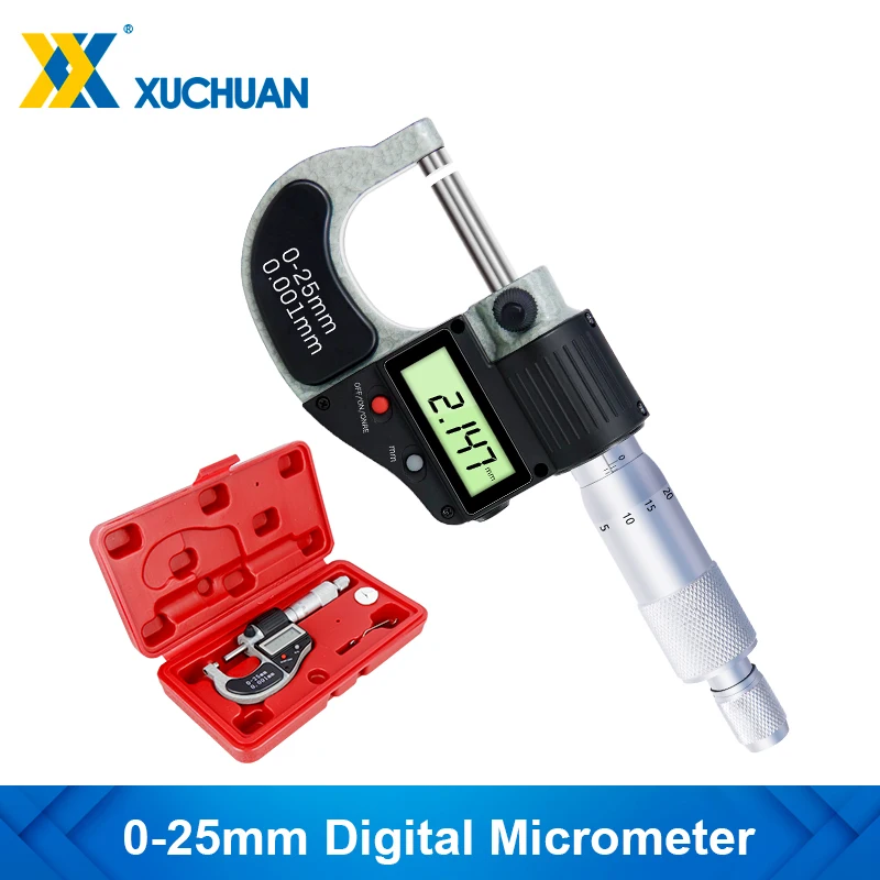 Digital Micrometer 0-25 mm 0.001mm Caliper  Electronic Outside Micrometer Chrome Plated Caliper Gauge Measuring Tools