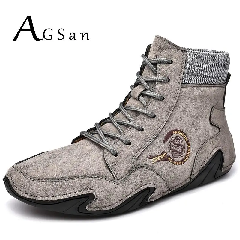 

Мужские повседневные туфли из натуральной кожи, коричневые туфли с высоким верхом, роскошные Брендовые мужские водонепроницаемые туфли на ...