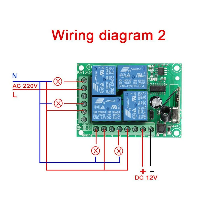 QIACHIP 433Mhz Universal Wireless Remote Control Switch DC 12V 4 CH RF Relay Receiver Module For Smart Home Garage Gate 433 Mhz |