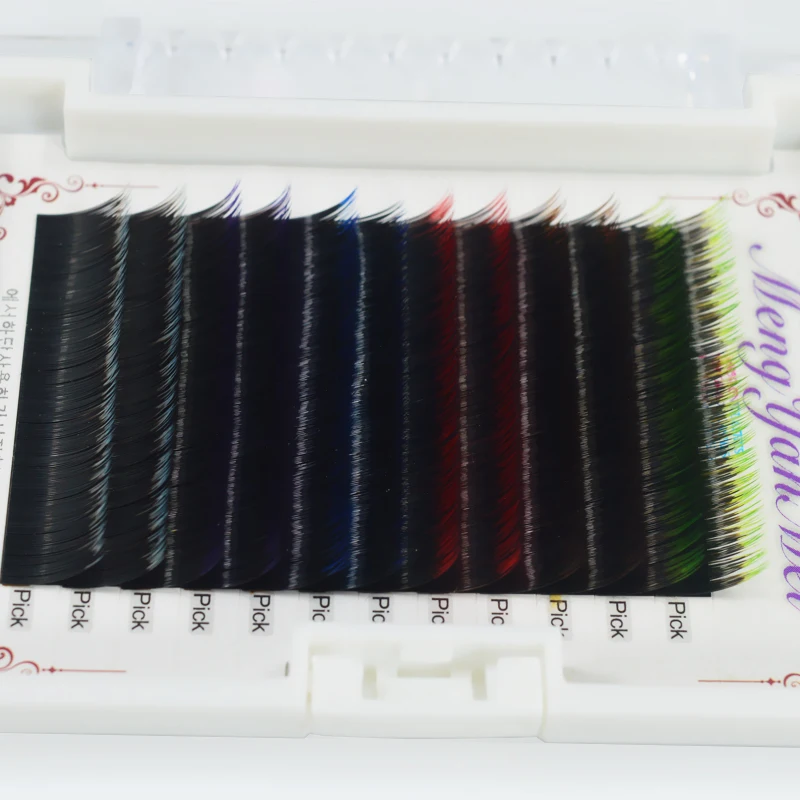 Gradient Color 12 Rows Single Eyelash Faux Mink Eyelashes Extension Individual Grafting For professionals Fake Lash Makeup Cilia | Красота и