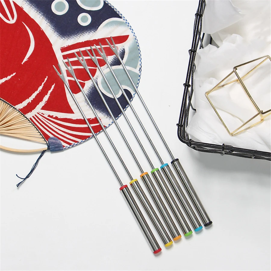 

240sets Stainless Steel Fondue Fork Hot Pot Forks Chocolate Cheese Fruit Dessert Fork Fondue Melting Skewer Kitchen Tools Gadget