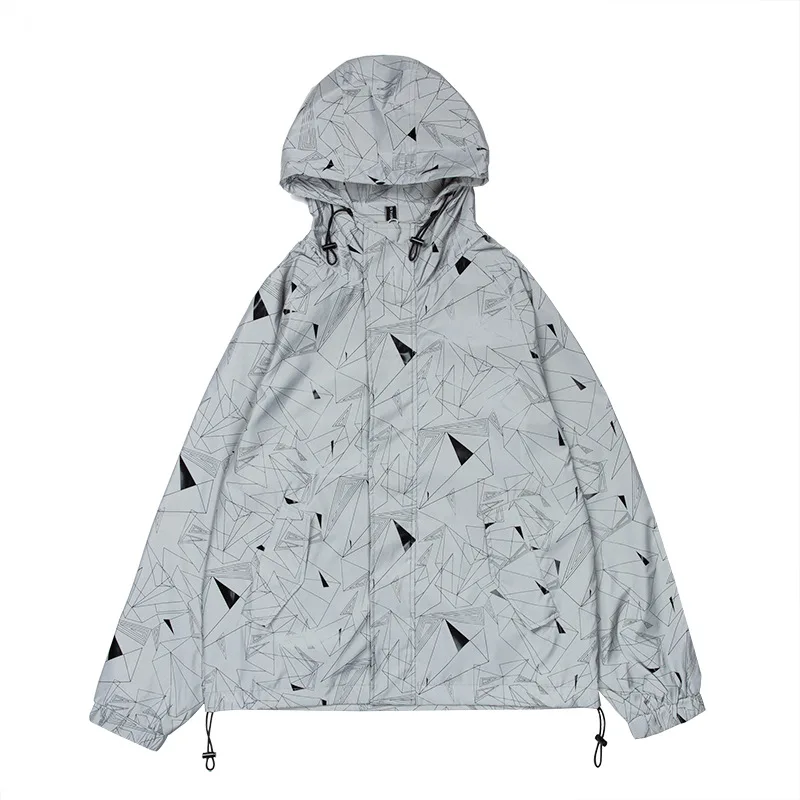 

Spring Autumn Hooded Men Jacket Reflective Coat Korean Style Baggy Fashion Ropa hombre streetwear High Quality Mens Jacket
