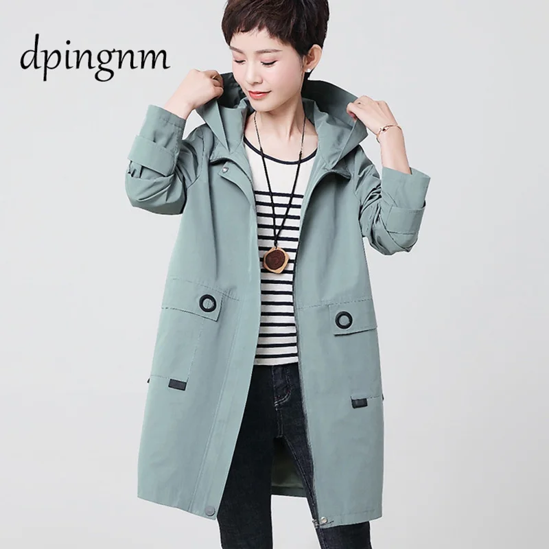 

Large women's new medium and long coat windbreaker 200kg fat mm extra large