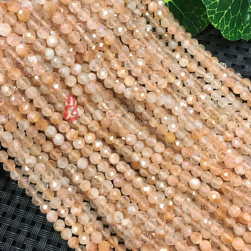 4 мм бусины из натурального желтого камня Sunstone Круглые граненые маленькие DIY для
