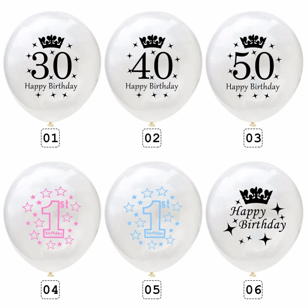 10pcs 12'' Crown Number Printed Confetti Latex Balloons Birthday Party Supplies Decor #274442 | Дом и сад