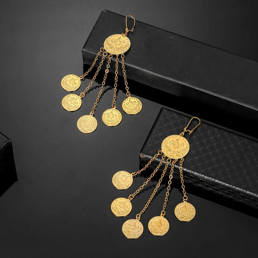 Мусульманин Цвет висячие серьги в виде капель с кристаллами форме для девушек и