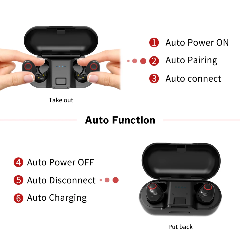 Bluetooth наушники 5 0 настоящие беспроводные гарнитура стерео спортивные с