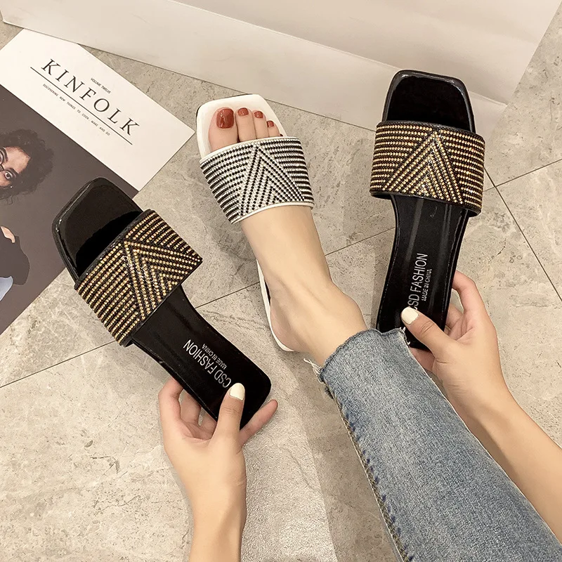 

2021 new one line women's shoes European and American sandals in stock large size sandals women's 42