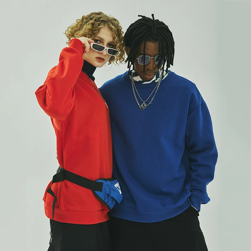 2019 новая плюшевая Однотонная рубашка мужской модный бренд Свободный пуловер с