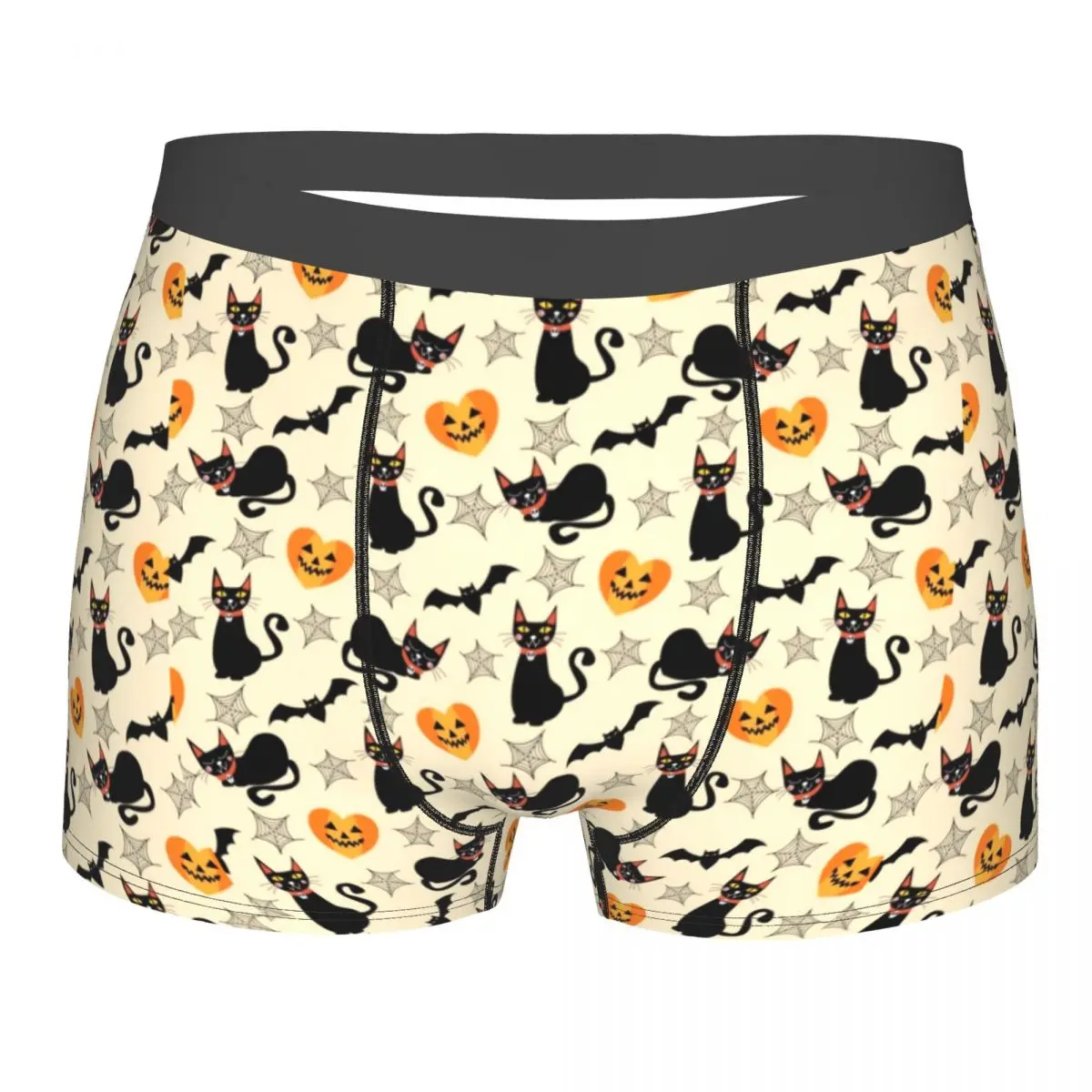 

Halloween Cat Pumpkin Bat Underwear Funny Breathable Trenky Print Trunk Polyester Sublimation Youth Boxer Brief