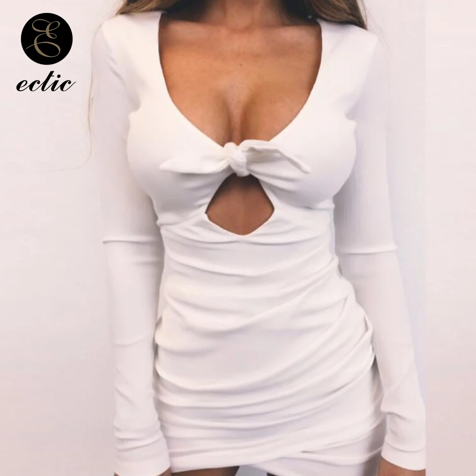 Сексуальное Плотный Платье Мини Глубокий V-Образным Вырезом Подходящий