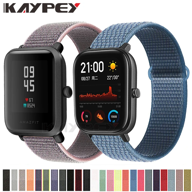 Ремешок нейлоновый Плетеный для Xiaomi Huami Amazfit GTS 2 2e 2Mini браслет смарт часов Bip Lite 1S U 20