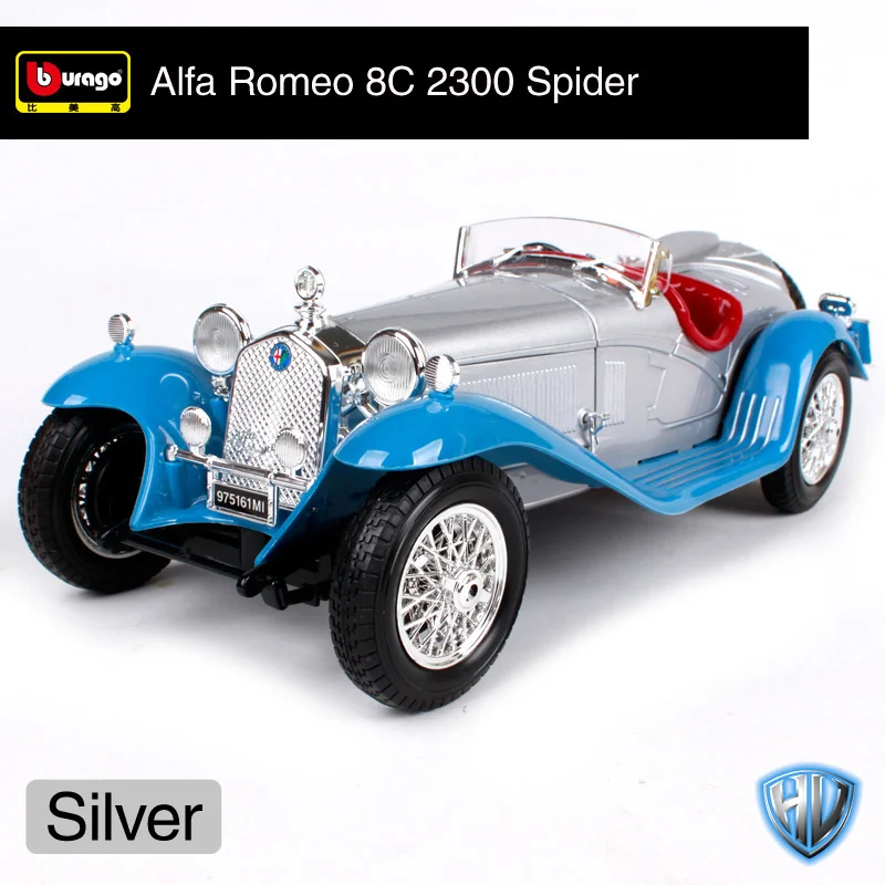 12063 Bburago 1:18 Alfa Romeo 8C 2300 модель автомобиля паук ретро классический автомобиль литая под давлением модель автомобиля игрушка Новинка в коробке - Цвет: 12063