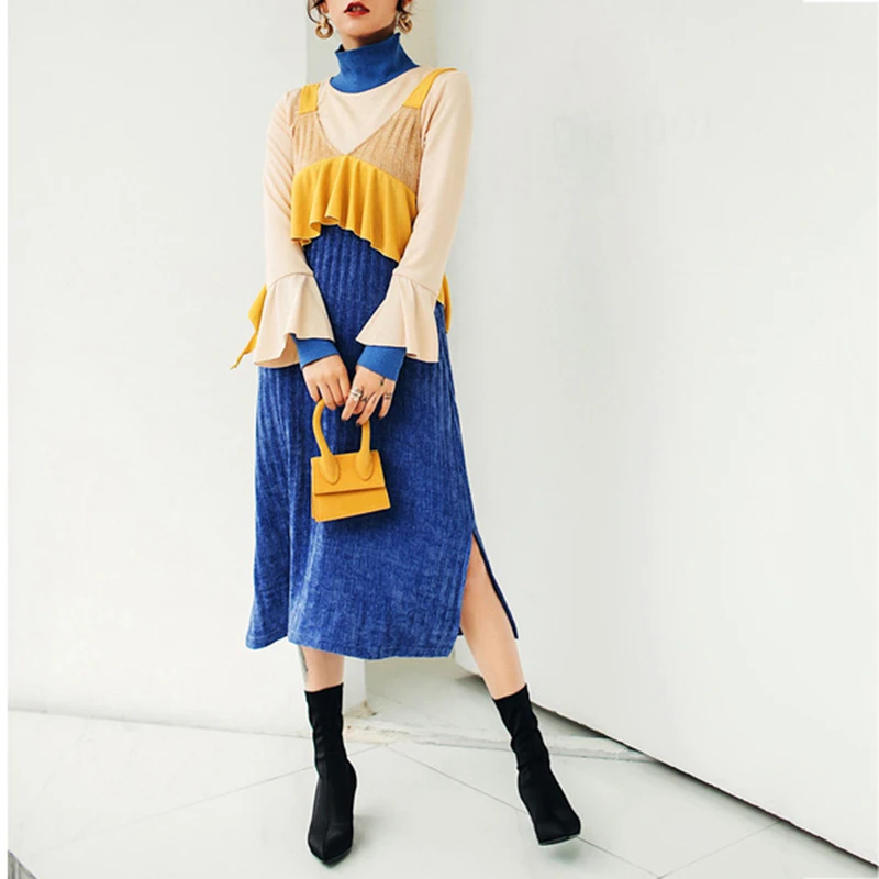 RealShe женское платье макси комплект из 2 предметов высокая горловина полный рукав