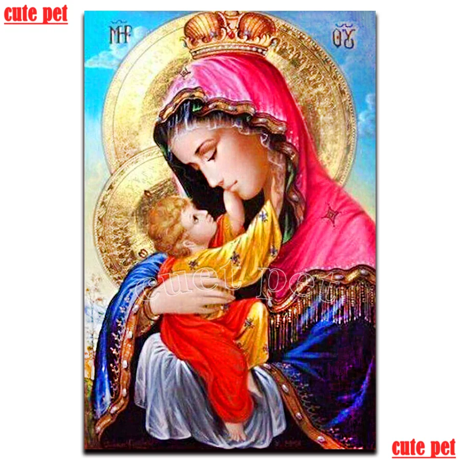 

5d алмазная живопись, религия, Иисус и Дева Мария, полная выкладка, сделай сам, алмазная вышивка, мозаика, стразы, домашний декор, искусство