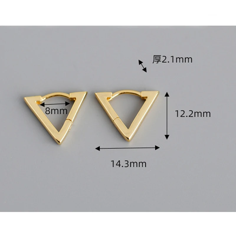 

100% Real 925 Sterling Silver Triangle Clip On Earrings for Women Girls
