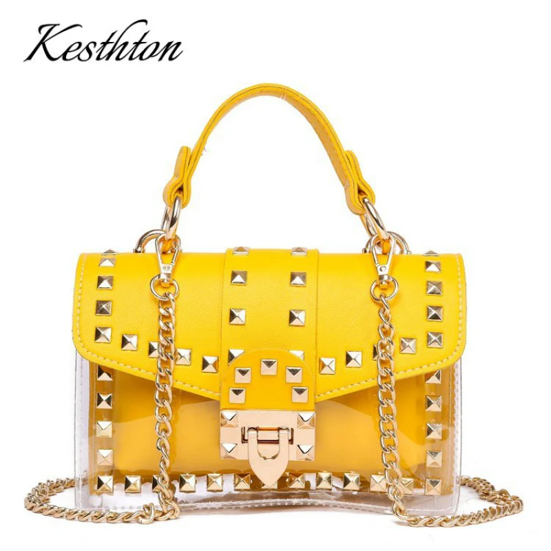 2020 новые цепи заклепки женские сумки маленькие белые черные Розовые Желтые синие