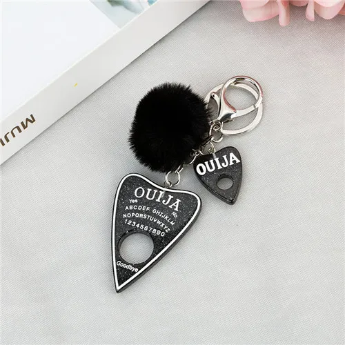 glitter black 1 шт. женский брелок Ouija Planchette блестящая Смола амулеты сумочка брелок с пухом мяч Ouija доска брелок - Цвет: glitter black
